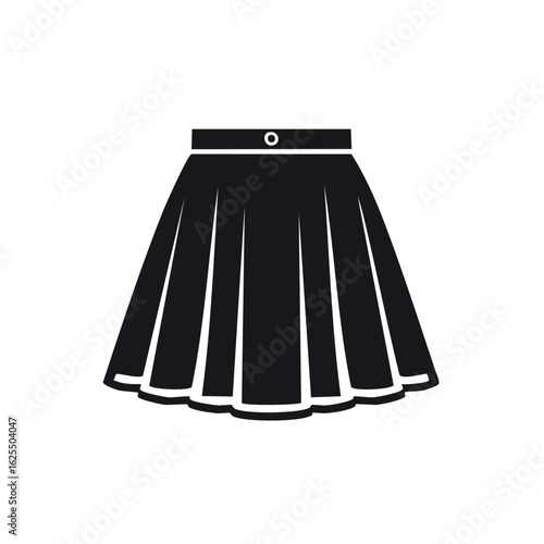 Simple pleated skirt icon. Black silhouette of a woman's garment or school uniform.