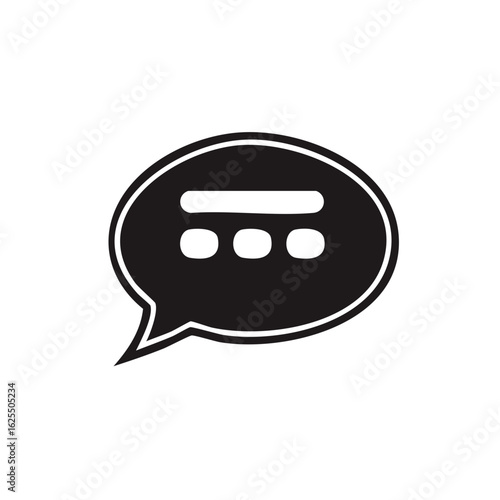 Black chat bubble icon with three dots and a horizontal line indicating typing or message.