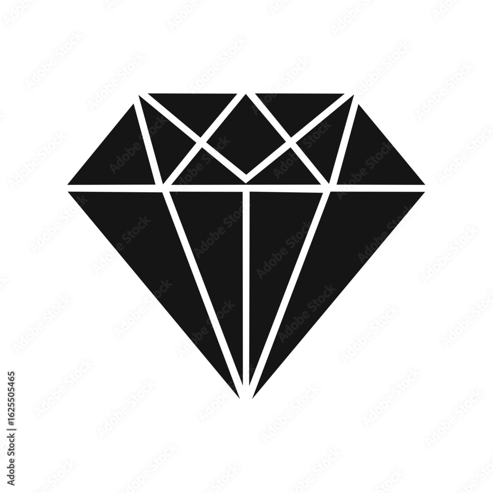 Stylized Diamond Shape Illustration Graphic Design Black on White Stylized Diamond Shape Illustration Graphic Design Black on White