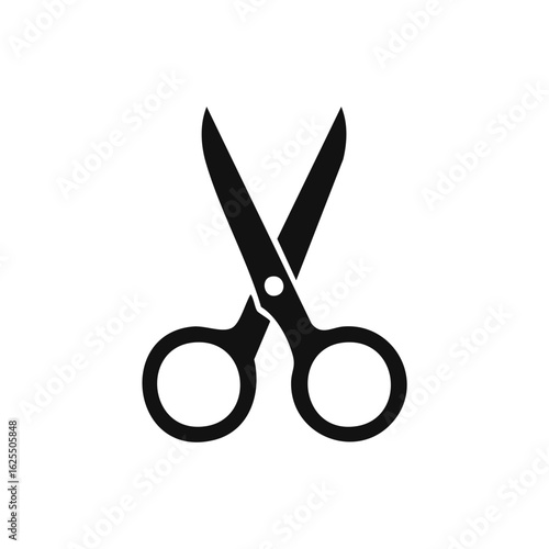 Open Scissors in a Minimalistic Graphic Style Cutting and Snipping Tool for Crafting and Design Purposes with Sharp Blades