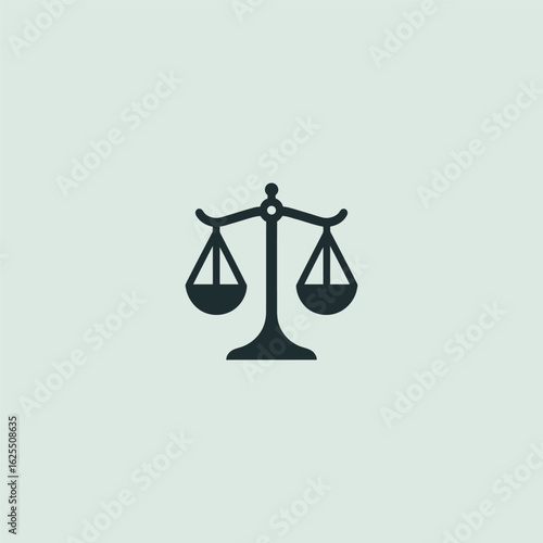 Balanced scale logo in clean and simple silhouette illustration.