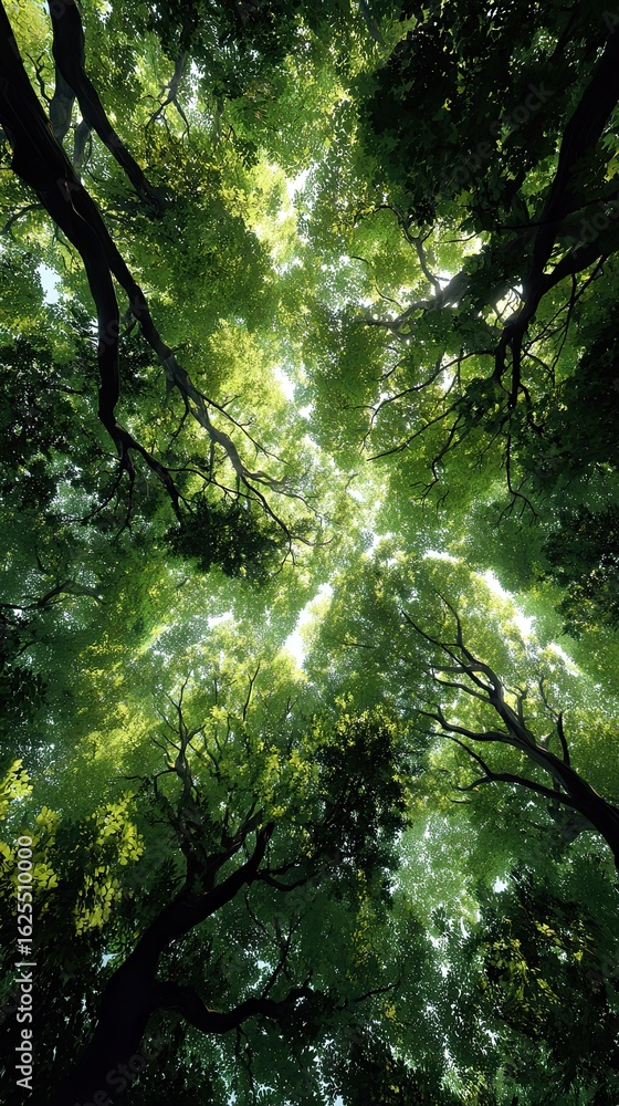 Obraz premium Dense forest canopy above