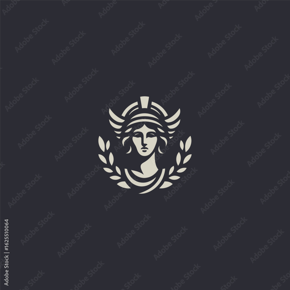 Obraz premium Athena logo in strong and elegant silhouette style.