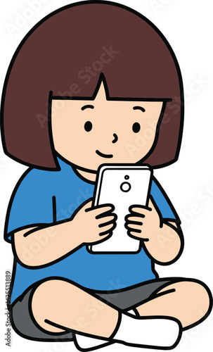 kids looking at smartphone screens in different poses vector