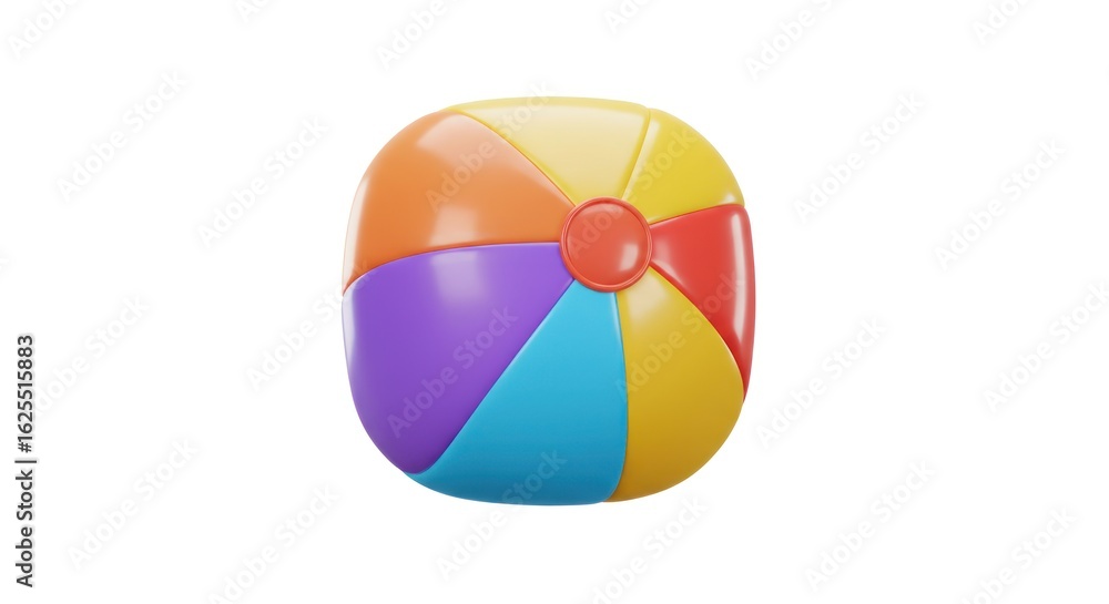 Fototapeta premium Vibrant Beach Ball: 3D Render with Bold Colors and Smooth Surface