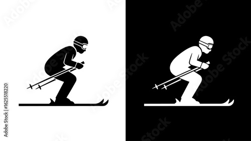 A skier gracefully carves down a snowy slope, enjoying the thrill of winter sports.