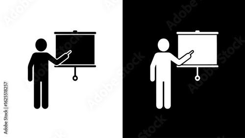 A person confidently presents information on a flip chart during a seminar, conveying knowledge and expertise.