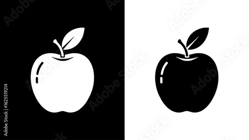 A crisp, white apple and its dark counterpart rest side-by-side, a stark contrast symbolizing duality.