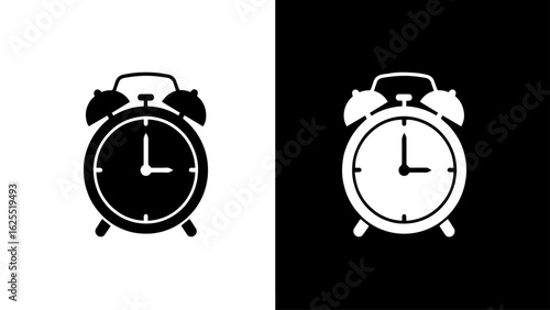 A classic black and white alarm clock displays the time against a stark, contrasting background, symbolizing the urgency and importance of time management.