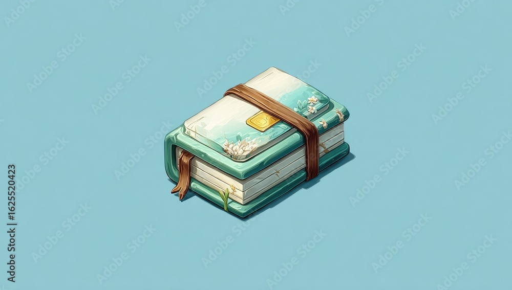 Fototapeta premium Pastel-toned, stylized book with floral design