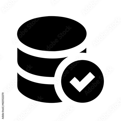 Database check solid icon vector illustration