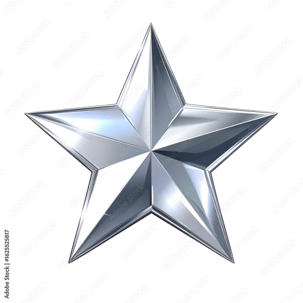 Obraz premium Shiny Silver Star Isolated On Transparent Background Celebrating Achievement or Recognition