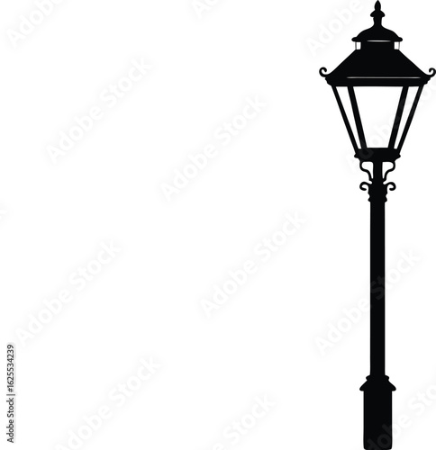 Classic Victorian Style Lamppost Silhouetted Against White Background new 2025 trendy silhouette
