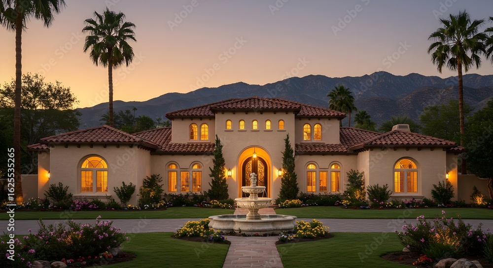 Obraz premium Mediterranean Mansion Sunset