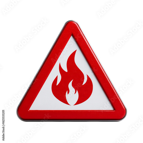 3d fire hazard warning sign icon isolated on transparent background 