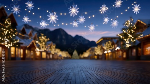 Wallpaper Mural White snowflake ornaments hanging from strings against a blurred bright background, creating a festive winter decoration Torontodigital.ca