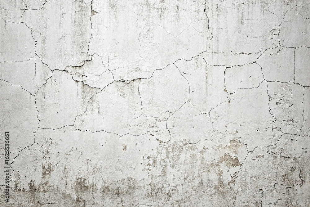 Obraz premium Cracked White Plaster Wall Texture Background cracked wall