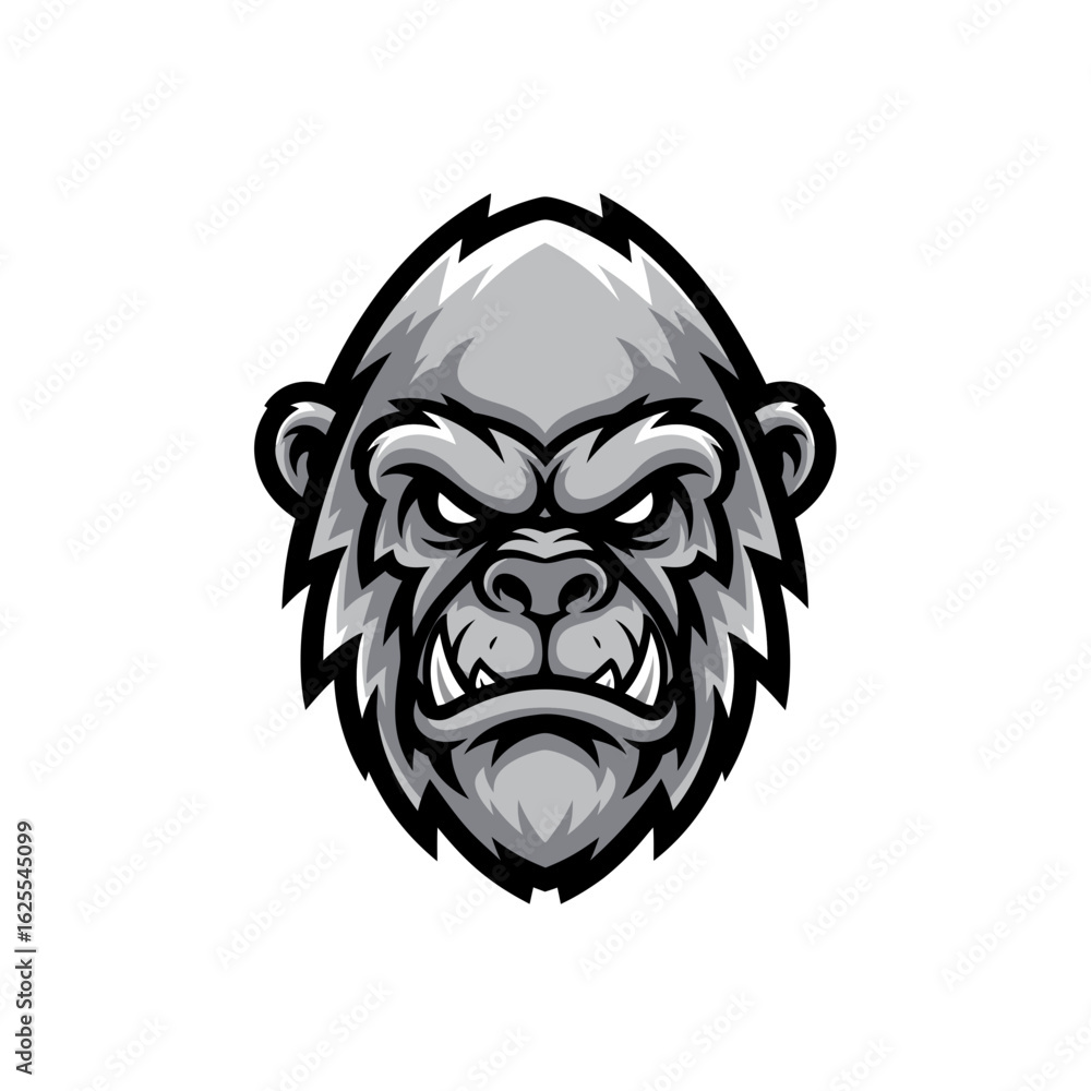 Obraz premium Aggressive Gray Ape Head Vector Illustration