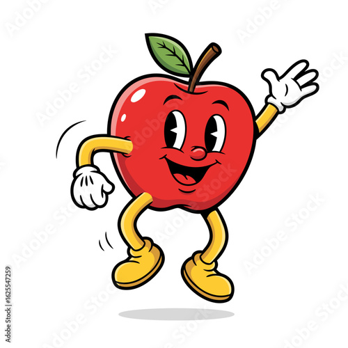 Fruit Cartoon Character Jumping On White Background