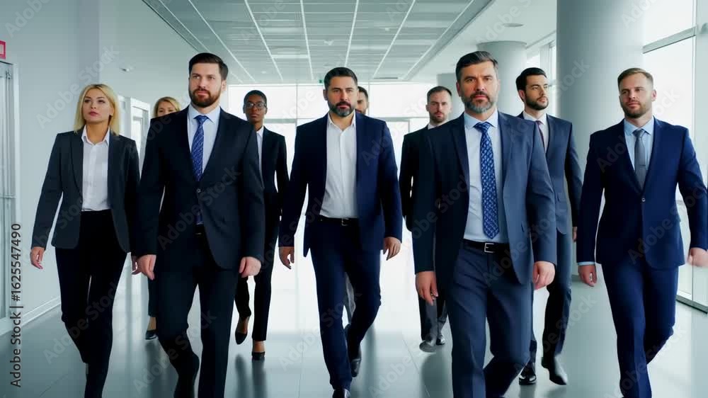 Diverse Business Team Walking Confidently in Office Hallway for Success Concept Diverse Business Team Walking Confidently in Office Hallway for Success Concept