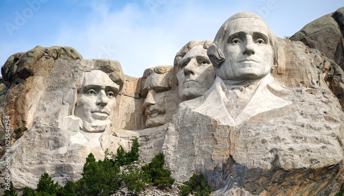 Mount Rushmore reveals granite carving and stone texture