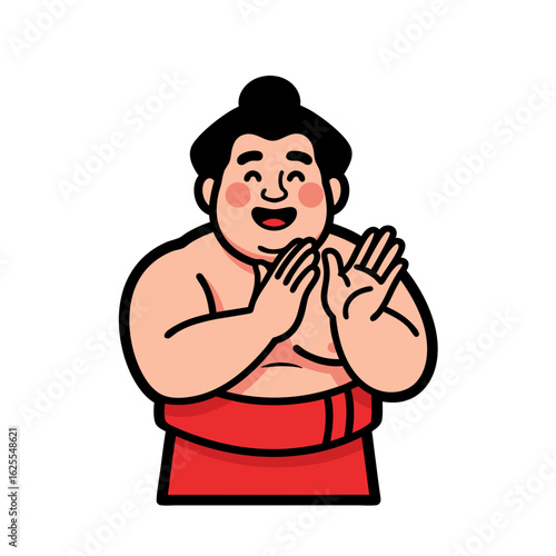 Happy Cartoon Sumo Wrestler Illustration