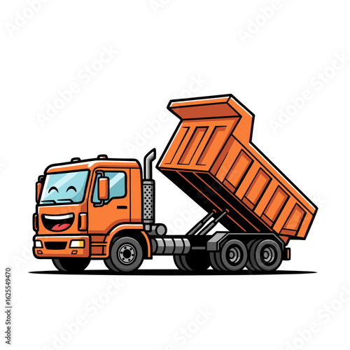 Happy Orange Construction Vehicle Illustration
