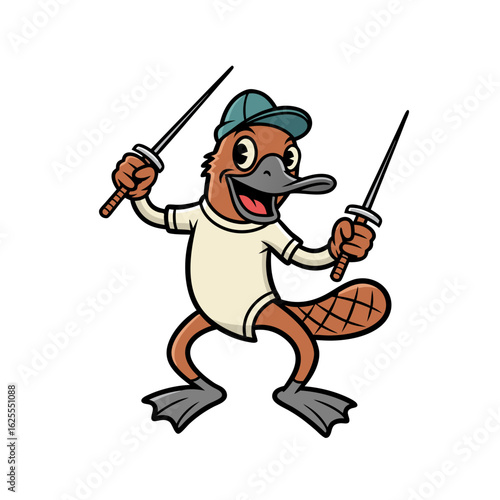 Playful Aquatic Mammal Cartoon Illustration