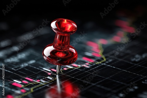 Red Pin on Stock Market Graph