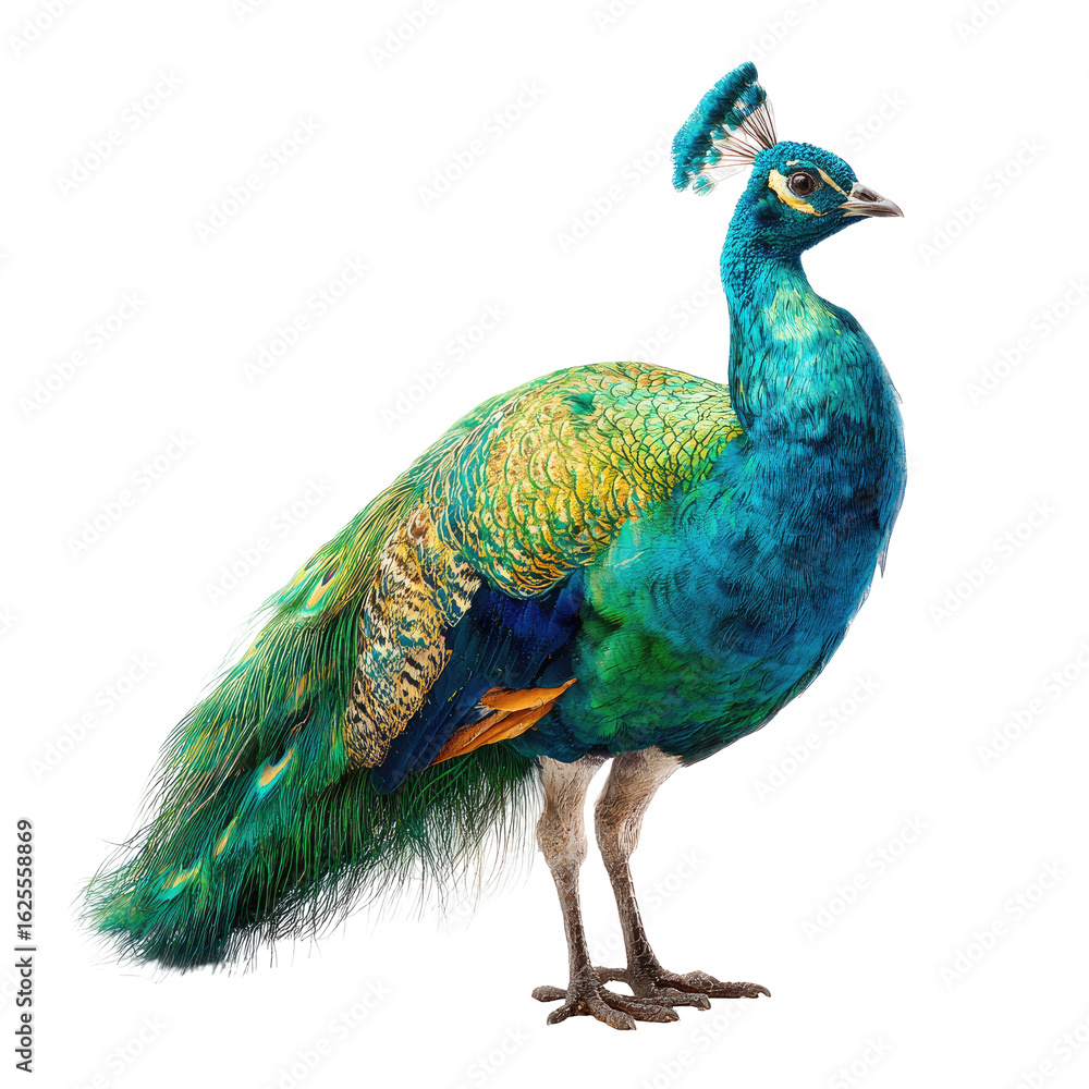 Fototapeta premium Vibrant peacock in profile