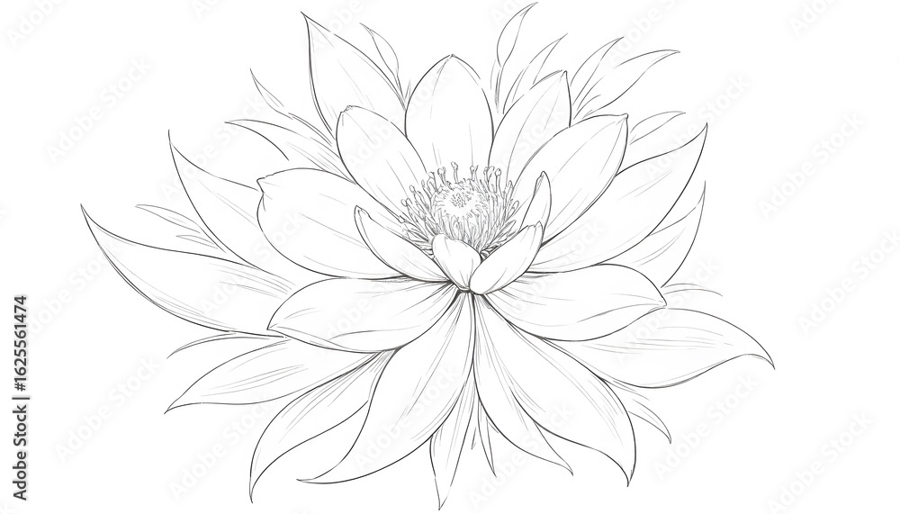 custom made wallpaper toronto digitalDelicate Botanical Line Art of a Majestic Flower