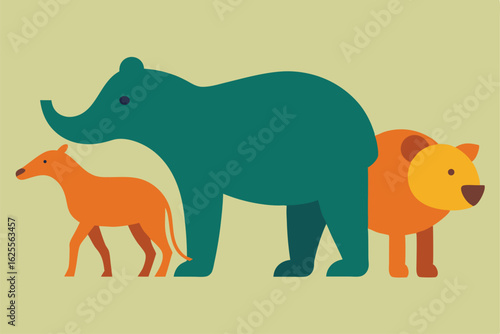 stylized flat vector set of endangered wildlife s.eps