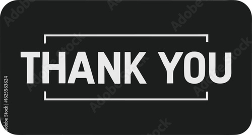 Minimalist Thank You Card  Black and White Typography Label Vector
