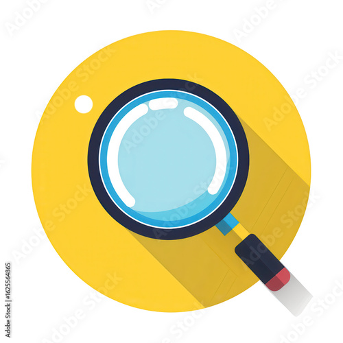 Magnifying Glass Icon on Bright Yellow Background for Analysis
