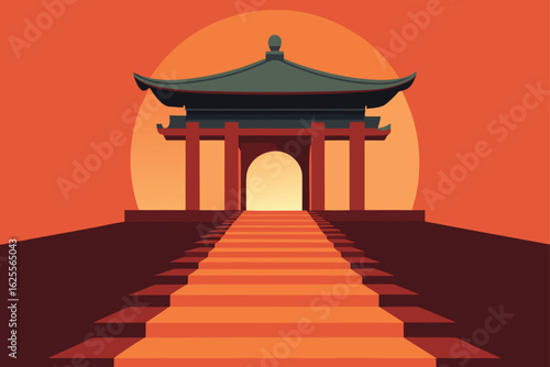 temple entrance as greeting card background  .eps