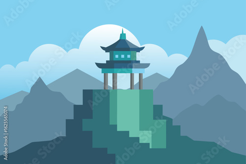 temple on mountaintop with misty background   (1).eps