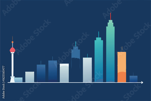 timeline of a skyscraper rising over weeks in vect.eps