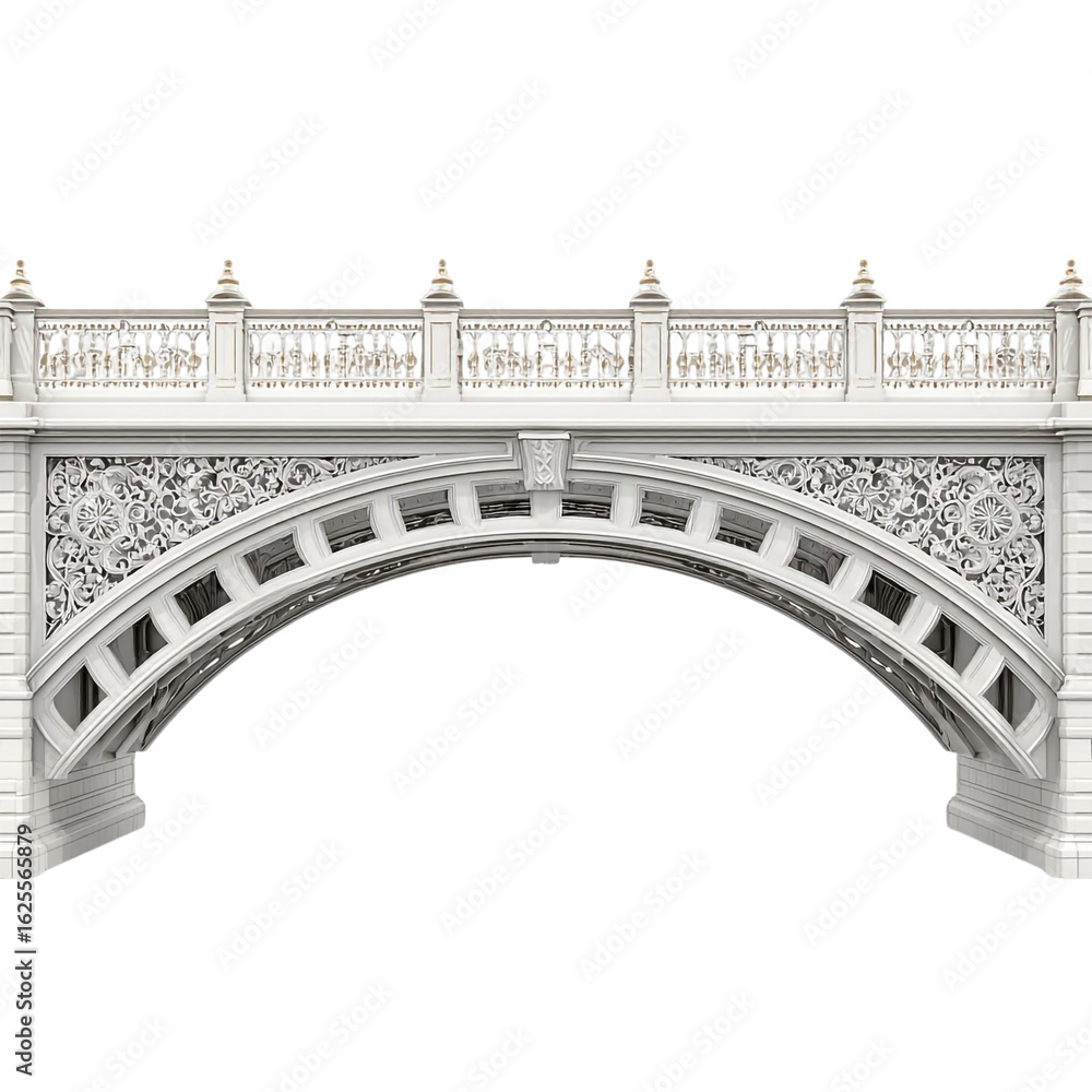 Fototapeta premium Arched Bridge with Fine Architectural Cutouts – Isolated on a Transparent Background