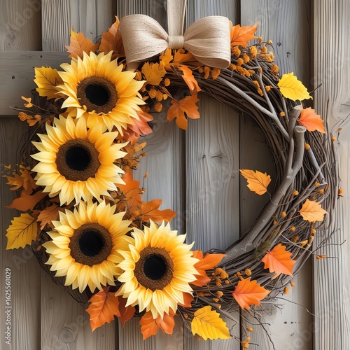 Autumnal Sunflower Wreath: A Rustic Fall Decoration