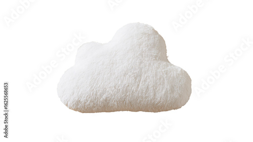 Fototapeta Naklejka Na Ścianę i Meble -  Plush fluffy cloud pillow white decorative cushion home decor soft plush kids room nursery accent pillow wood floor on transparent background