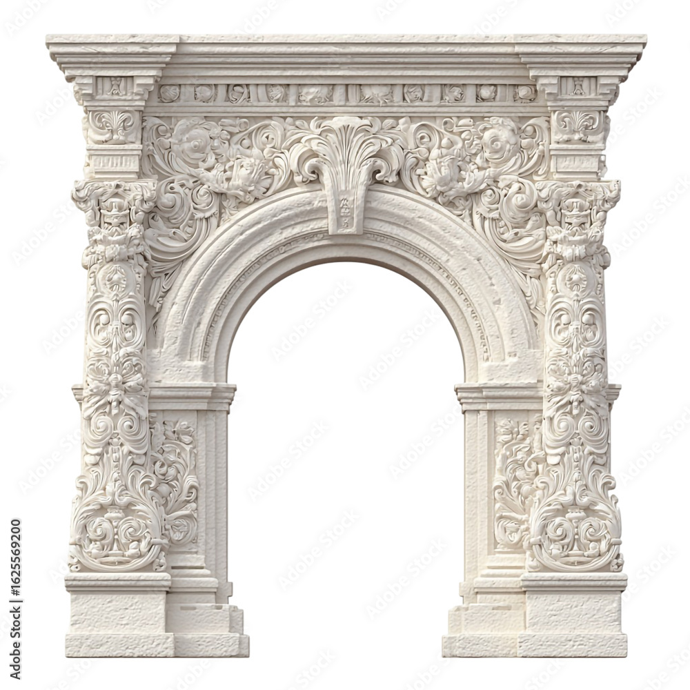 Obraz premium Intricate Classical Arch Design – Kirigami Style Decorative Paper Cut on White Background