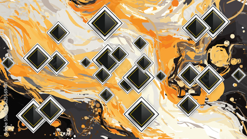 Modern Abstract Geometric Diamond Shapes on Liquid Marble Background