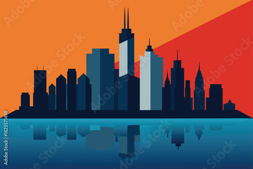 vector map of chicago highlighting skyline distric.eps