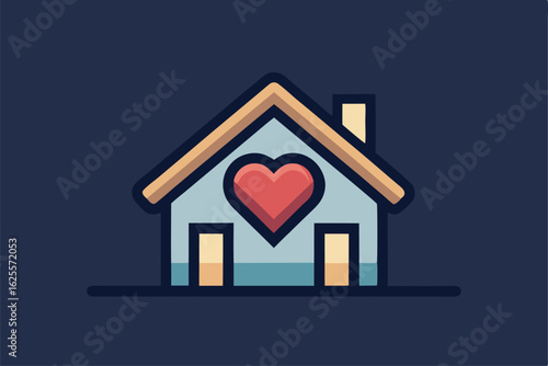 vector of a minimalist house outline with heart sy.eps
