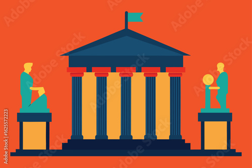 vector of art museum with sculptures and columns  .eps