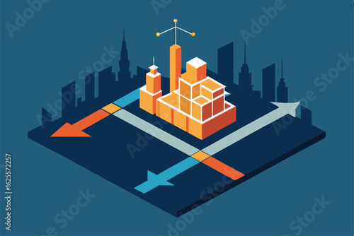 vector of city grid plan with plotted buildings  c.eps