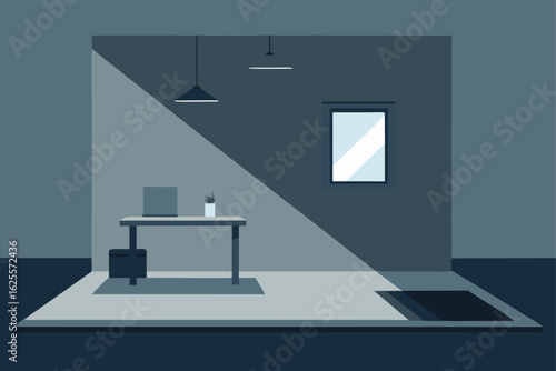 vector of minimal room with gray tones  .eps