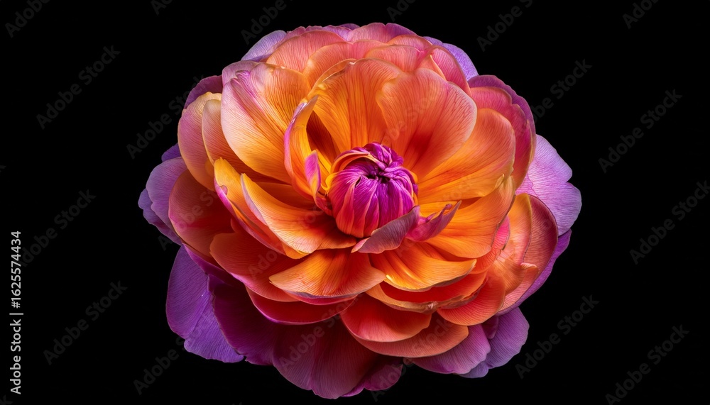 Obraz premium vibrant blooming flower in timelapse orange and pink blossom unfolding