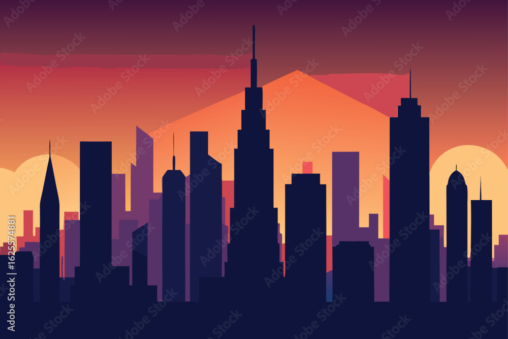 Obraz premium high rise buildings forming iconic city outline .eps