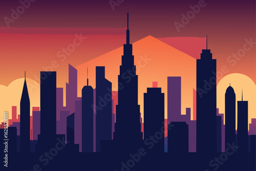 high rise buildings forming iconic city outline  .eps